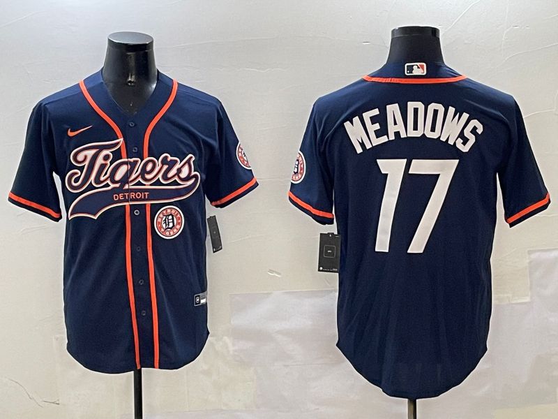 Men Detroit Tigers 17 Meadows Blue Jointly Name 2025 Nike MLB Jersey style 5